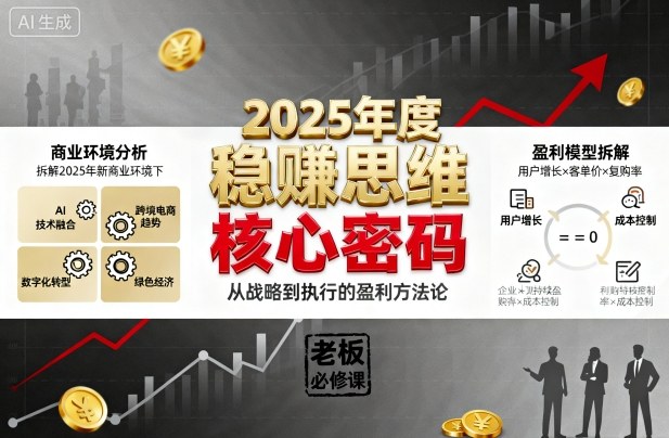 2025年度稳賺思维老板创业营，拆解2025年新商业环境下，企业实现持续盈利的核心密码-牵机网