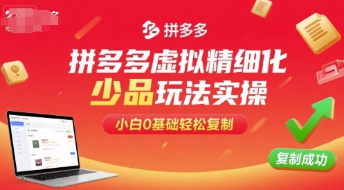 拼多多虚拟精细化少品玩法实操，小白0基础轻松复制-牵机网
