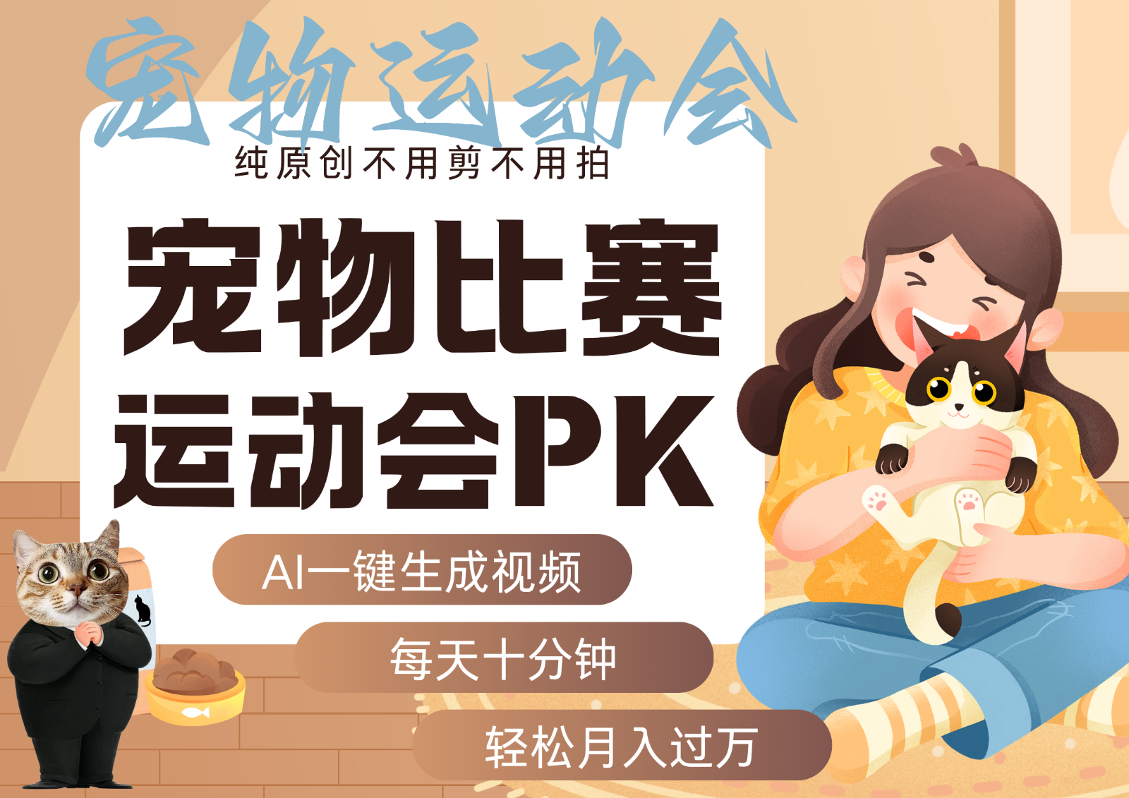 AI萌宠运动员跳水 射击 篮球 足球比赛 每天十分钟 附详细提示词文案库 代替做…-牵机网