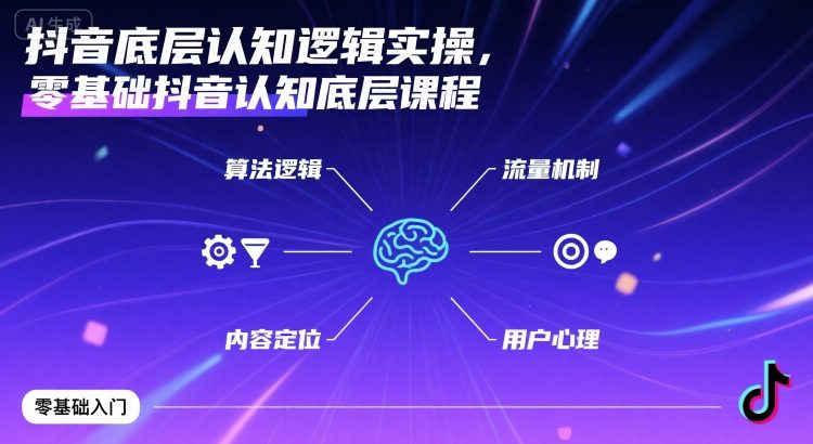 抖音底层认知逻辑实操，零基础抖音认知底层课程-牵机网