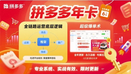 拼多多年卡【8月更新6节】拼多多全链路运营底层逻辑，超级爆单术-牵机网