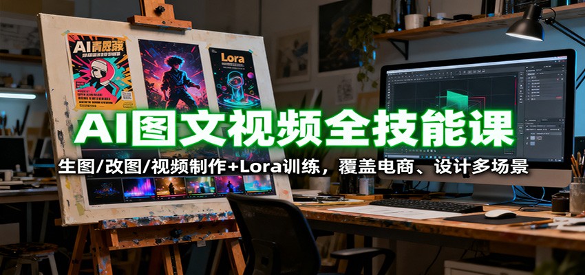 AI图文视频全技能课：生图/改图/视频制作+Lora训练，覆盖电商 、设计多场景-牵机网
