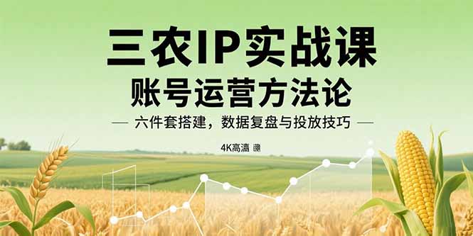 三农IP实战课：账号运营方法论，六件套搭建，数据复盘与投放技巧-牵机网