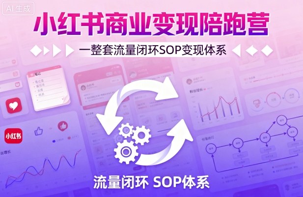 小红书商业变现陪跑营，轻IP矩阵 私域获客 聚光投流，一整套流量闭环SOP变现体系-牵机网
