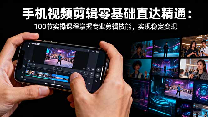 手机视频剪辑零基础直达精通：100节实操课程掌握专业剪辑技能，实现稳…-牵机网