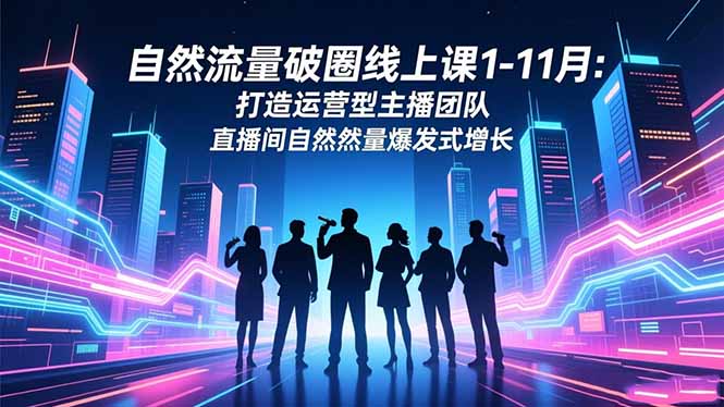 自然流量破圈线上课1-11月:打造运营型主播团队 直播间自然流量爆发式增长-牵机网
