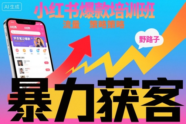 小红书爆款培训班,小红书获客野路子流量打法,暴力持续获客-牵机网