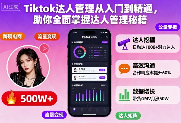 Tiktok达人管理从入门到精通,助你全面掌握达人管理秘籍-牵机网