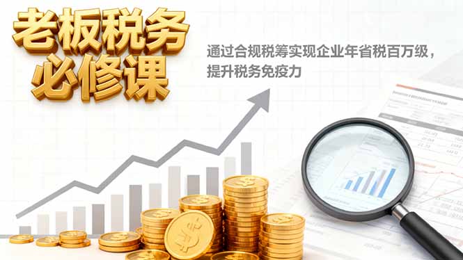 老板税务必修课,通过合规税筹实现企业年省税百万级,提升税务免疫力-牵机网