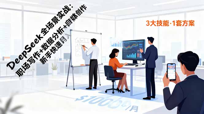 DeepSeek全场景实战:职场写作+数据分析+自媒体创作,新手快速月入过万-牵机网