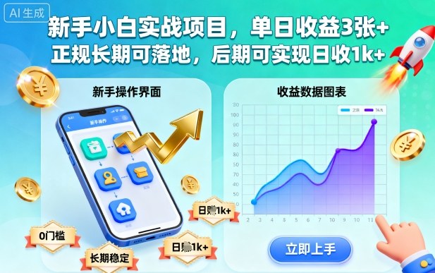 新手小白实战项目,单日收益3张+,正规长期可落地,后期可实现日收1k+【揭秘】-牵机网