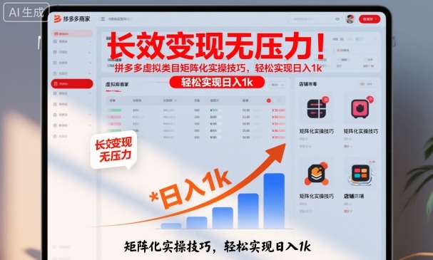 长效变现无压力!拼多多虚拟类目矩阵化实操技巧,轻松实现日入1k【揭秘】