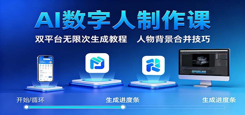 AI数字人制作课:双平台无限次生成教程,人物背景合并技巧-牵机网