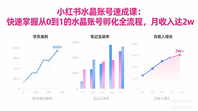 2025小红书水晶账号速成课：快速掌握从0-1水晶账号孵化全流程，月收入达2w-牵机网