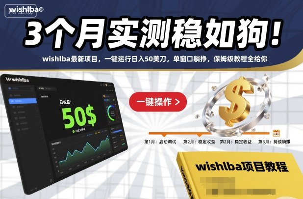 3个月实测稳如狗!wishlba最新项目,一键运行日入50美刀,单窗口躺挣,保姆级教程全给你【揭秘】-牵机网