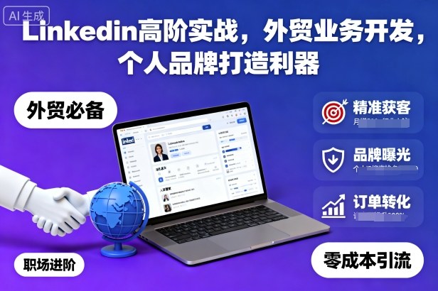 Linkedin高阶实战,外贸业务开发,个人品牌打造利器-牵机网