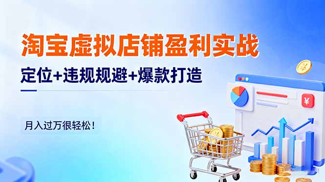 淘宝虚拟店铺盈利实战:定位+违规规避+爆款打造,月入过万很轻松!-牵机网