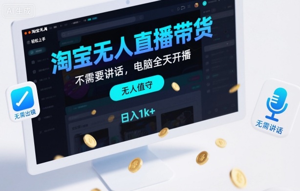 淘宝无人直播带货,不需要出镜,不需要讲话,电脑全天开播,轻松上手,日入1k+【揭秘】-牵机网