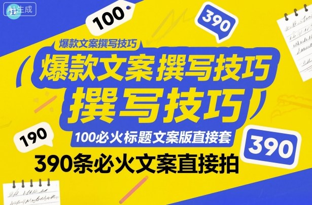 爆款文案撰写技巧，100个必火标题文案模版直接套，390条必火文案直接拍-牵机网
