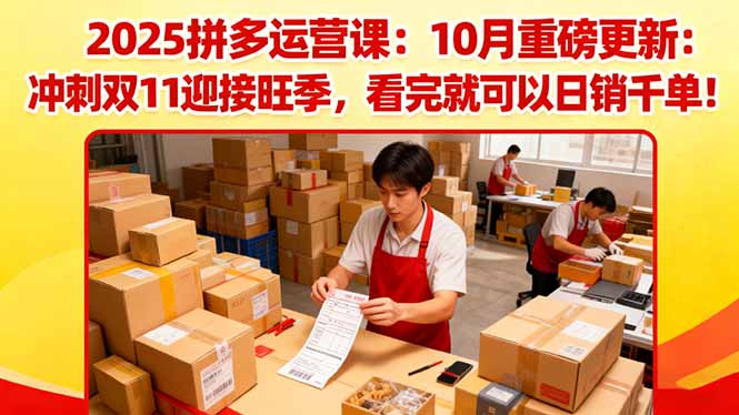2025拼多多运营课:10月重磅更新:冲刺双11迎接旺季,看完就可以日销千单-牵机网