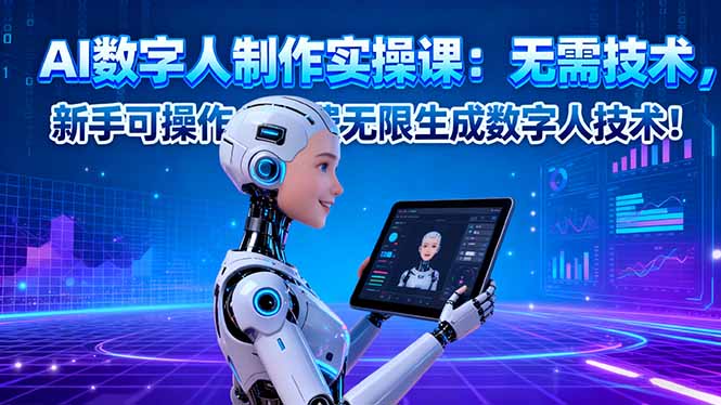 AI数字人制作实操课:无需技术,新手可操作,免费无限生成数字人技术!-牵机网