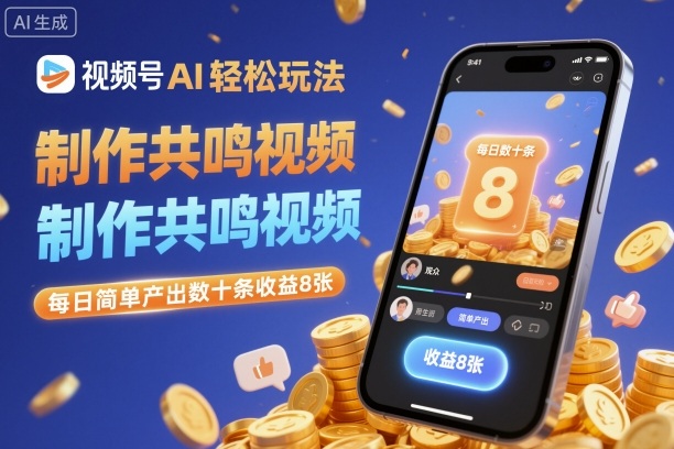 视频号AI轻松玩法,制作共鸣视频,每日简单产出数十条收益8张-牵机网