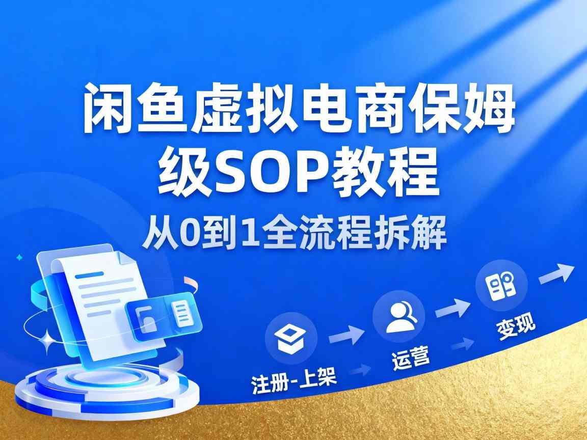 闲鱼虚拟电商，月入轻松过1W，保姆级SOP教程-牵机网