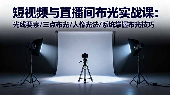 短视频与直播间布光实战课:光线要素/三点布光/人像光法/系统掌握布光技巧-牵机网
